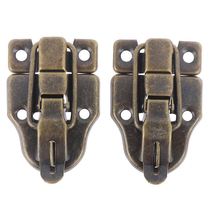 2pcs Jewelry Chest Box Antique Metal Buckle Suitcase Case Toggle Lock Hasp Latch