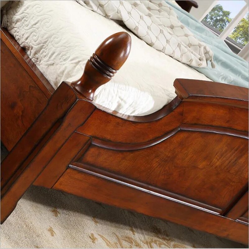 American wood bed 2 people  European classical American country style furniture double bed 1.8 m p10292