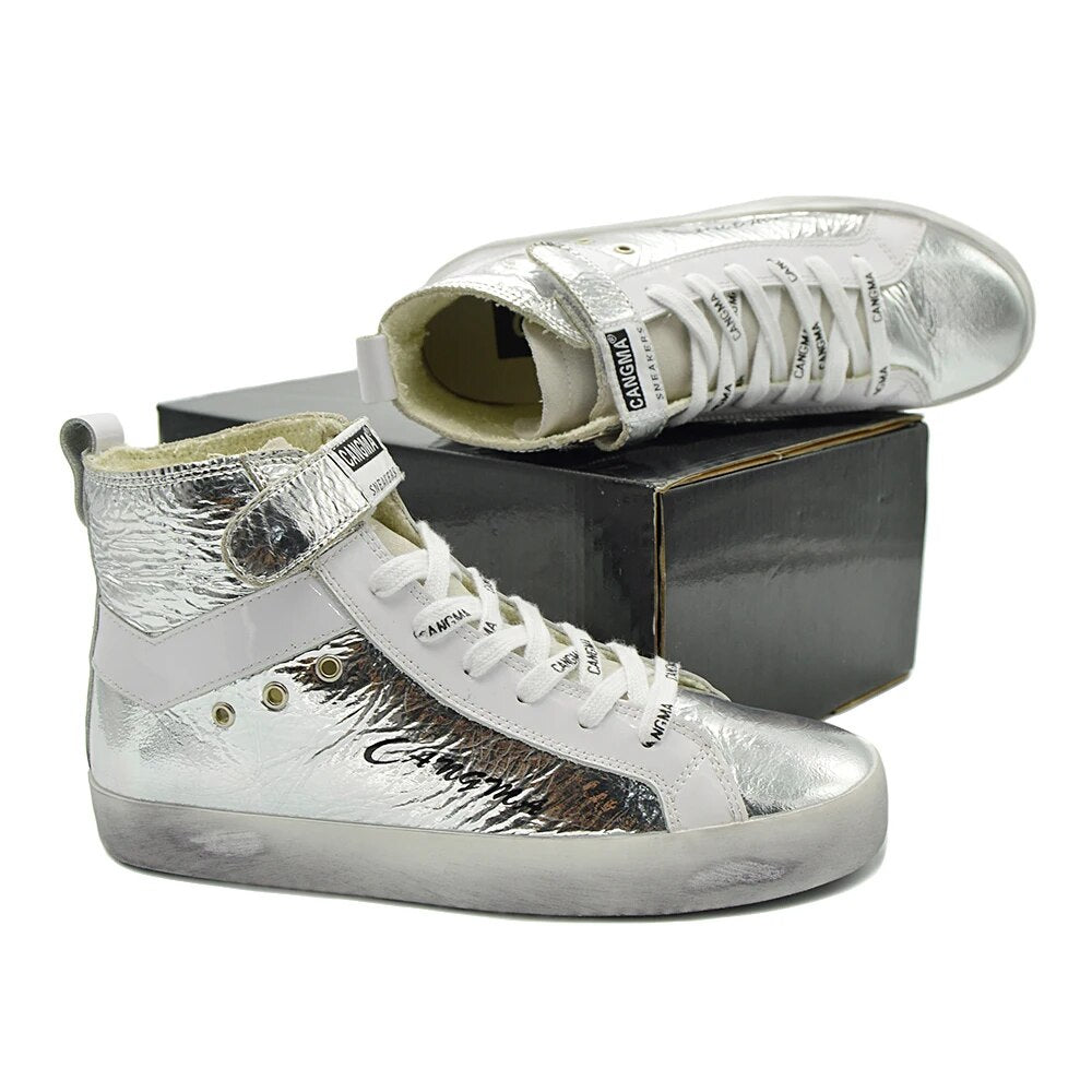 Custom Name Logo Designer Women Men Sneakers Genuine Leather Casual Shoes CMH012