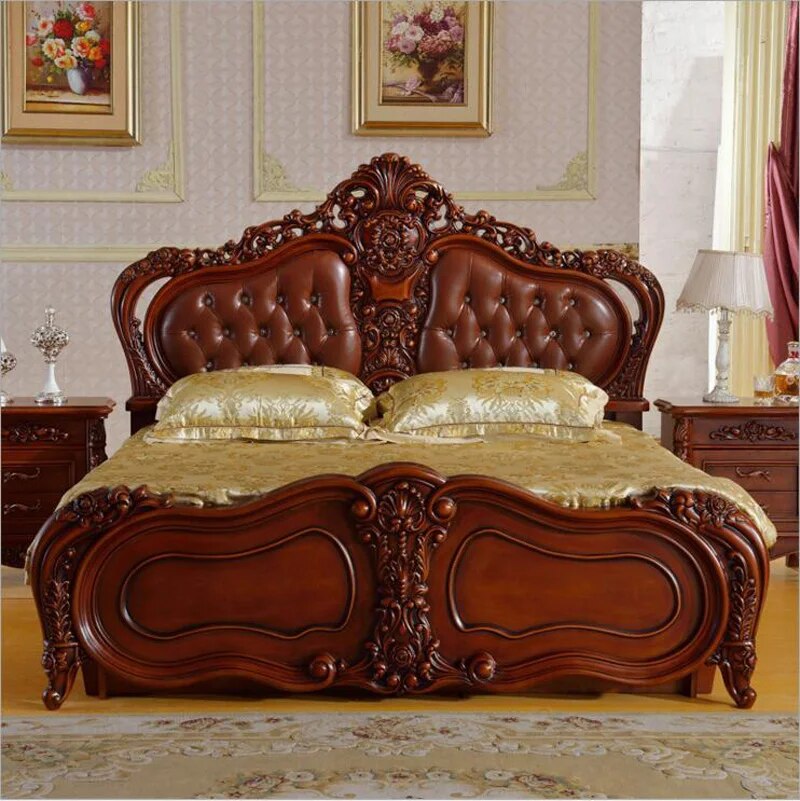 modern American solid wood country style Fashion bed 2 people  bedroom set furniture d1414