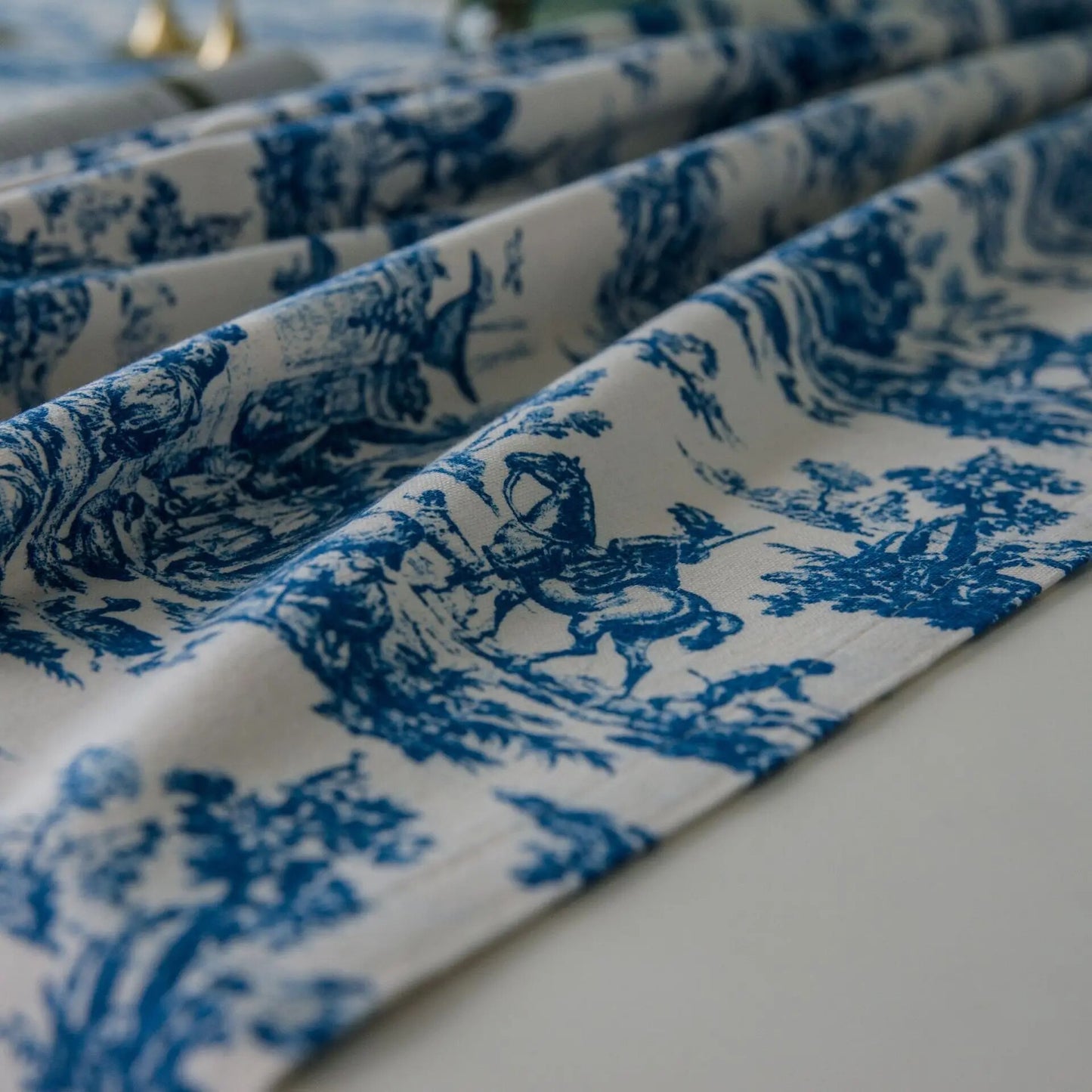 Retro Blue Decorative Table Cloth Rectangular Tablecloths Dining Table Cover Kitchen Obrus Mantel Mesa Home Decor Cushion Cover