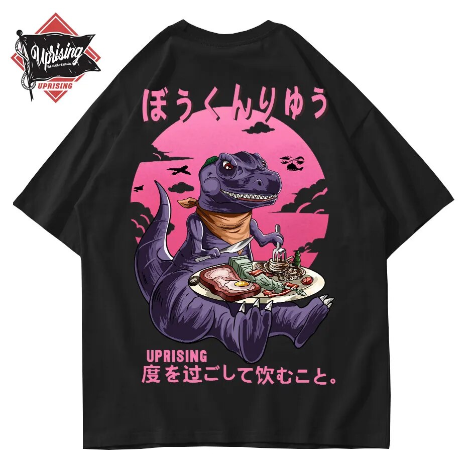 UPRISING t shirt Men Cartoon Dinosaur Printed Men's t shirt Summer Tee shirts O-Neck Fashion High Street Tees hip hop Streetwear