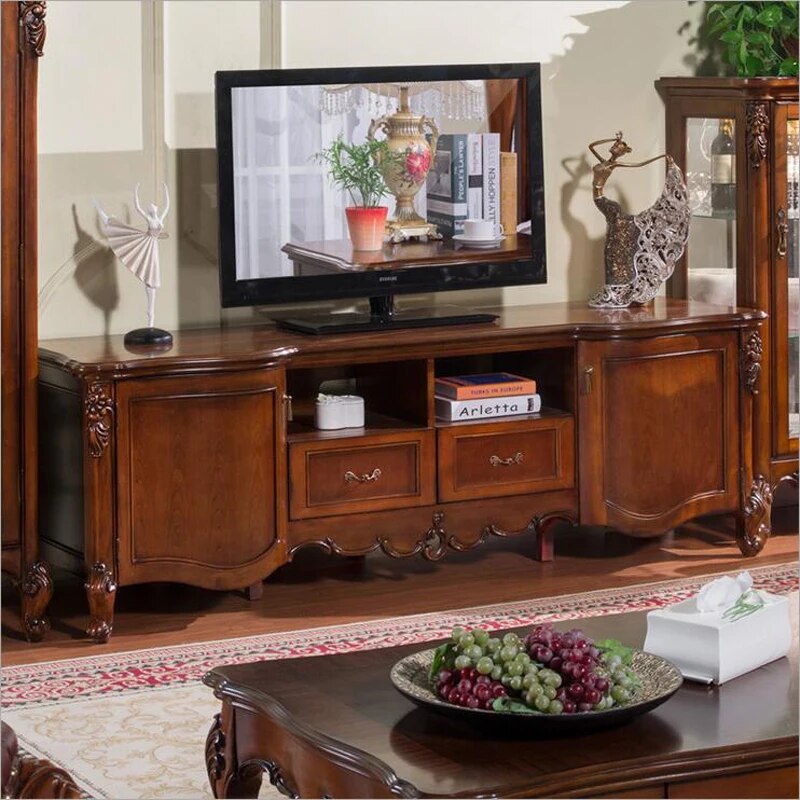 Antique High Living Room Wooden furniture lcd TV Stand set p10285