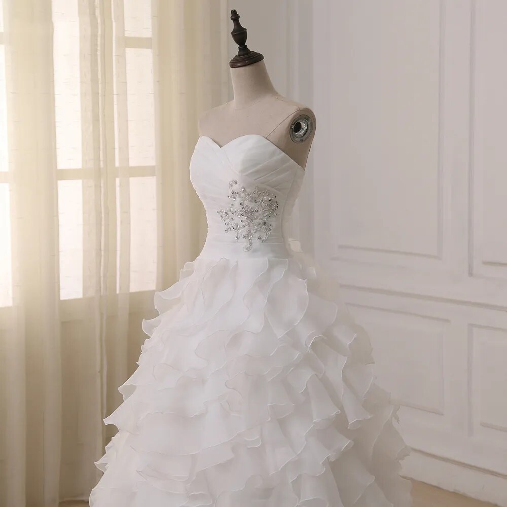 Jiayigong Real Wedding Dress Robe De Mariee White/ Ivory Sweetheaert Ruffles Corset Plus Size Wedding Dresses Vestido De Novia - KAISERINC