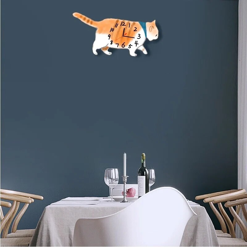 Cat-shaped wall clocks, silent wall clocks decorated houses, Christmas gifts Yoro