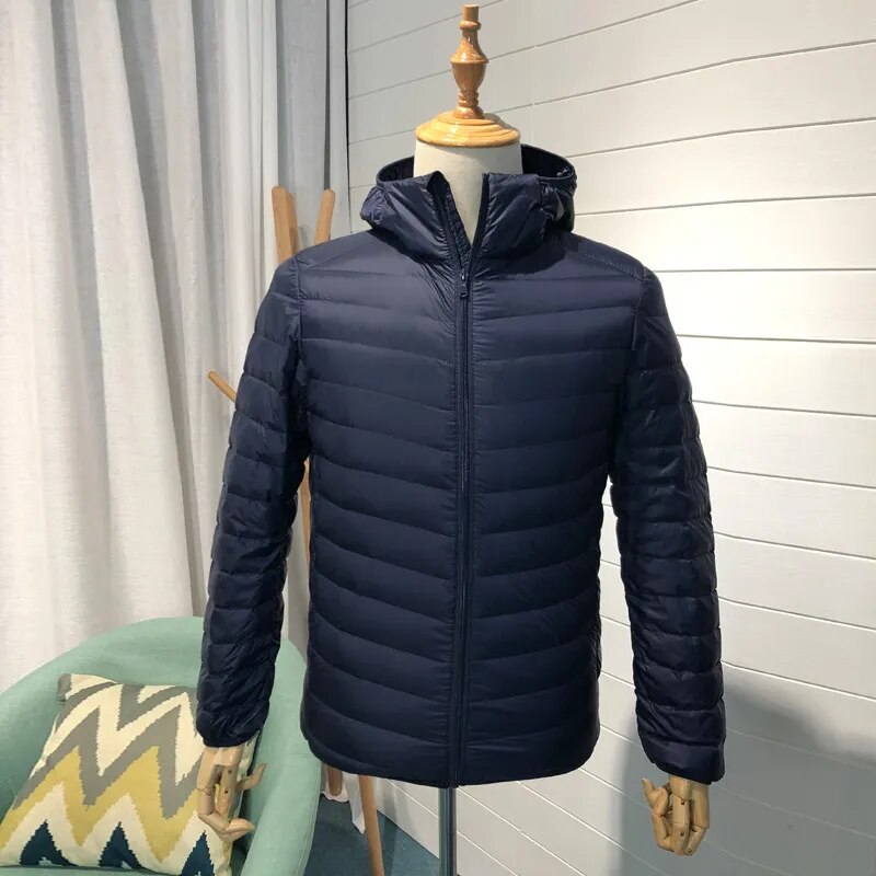 Man Winter Autumn Jacket White 90% Duck Down Jackets Men Hooded Ultra Light Down Jackets Warm Outwear Coat Parkas Outdoors - KAISERINC