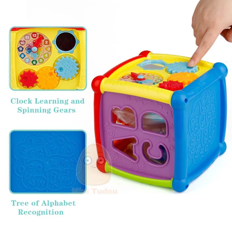 Multifunctional Musical Toys Toddler Baby Box Music Electronic Toys Gear Clock Geometric Blocks Sorting Educational Toys