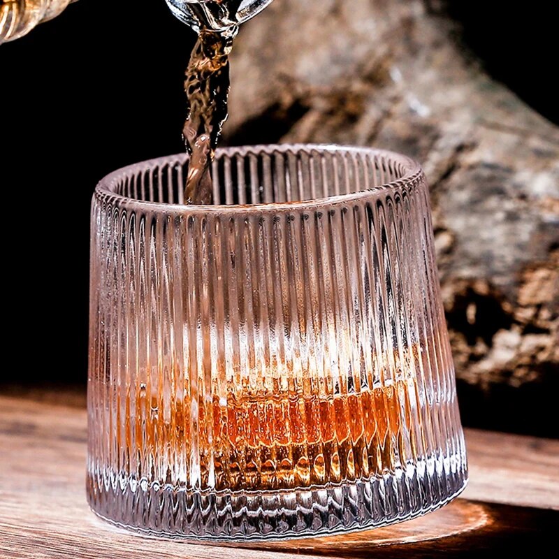 2pcs Spin Tops Tumbler Whiskey Glasses Thick Crystal Hammer Liqueur Wine Spirit XO Cup Brandy Snifters Collection Level Gift
