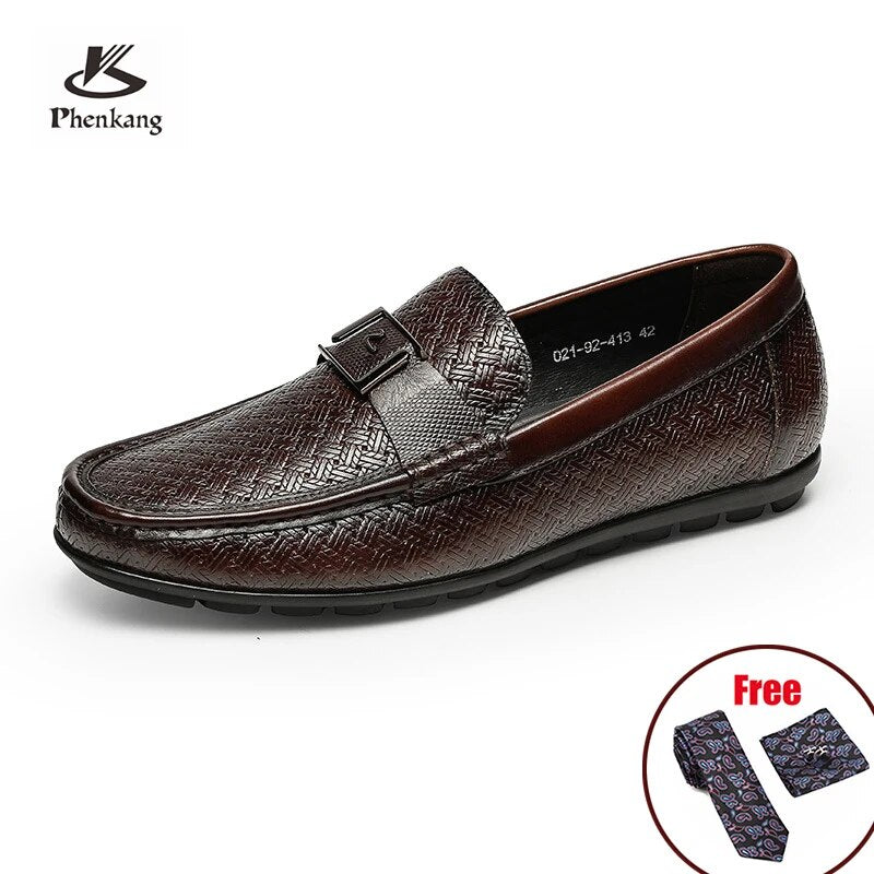 Men Genuine Leather Shoes Male Sneakers Loafer Mens Slip On Coffee Loafers Driving Casual Dress Men's Shoes 2022 Spring