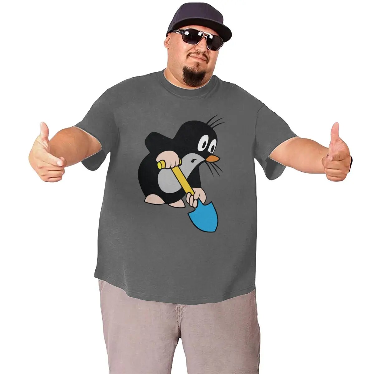 Mole Digging T-Shirt for Men Krtek Little Maulwurf Big Tall Tee Shirt T Shirts Plus Size Big Size Large 4XL 5XL 6XL Clothes