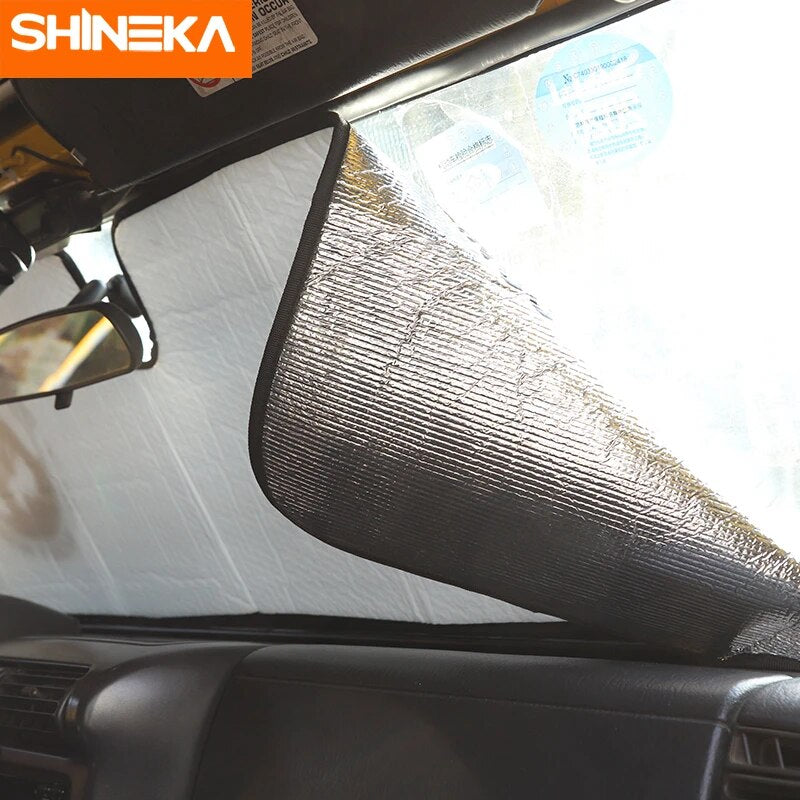 SHINEKA Car Front Windshield Sunshade Anti UV Ray Window Sun Visor Protector Cover Accessories For Jeep Wrangler TJ JK 1997-2017