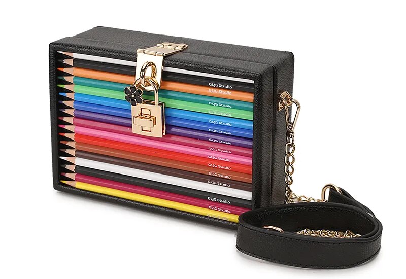 Color Pencil Box Style Purses and Handbags for Women Party Clutch Bag Shoulder Crossbody Bag Designer Bag Pu Ladies 2021