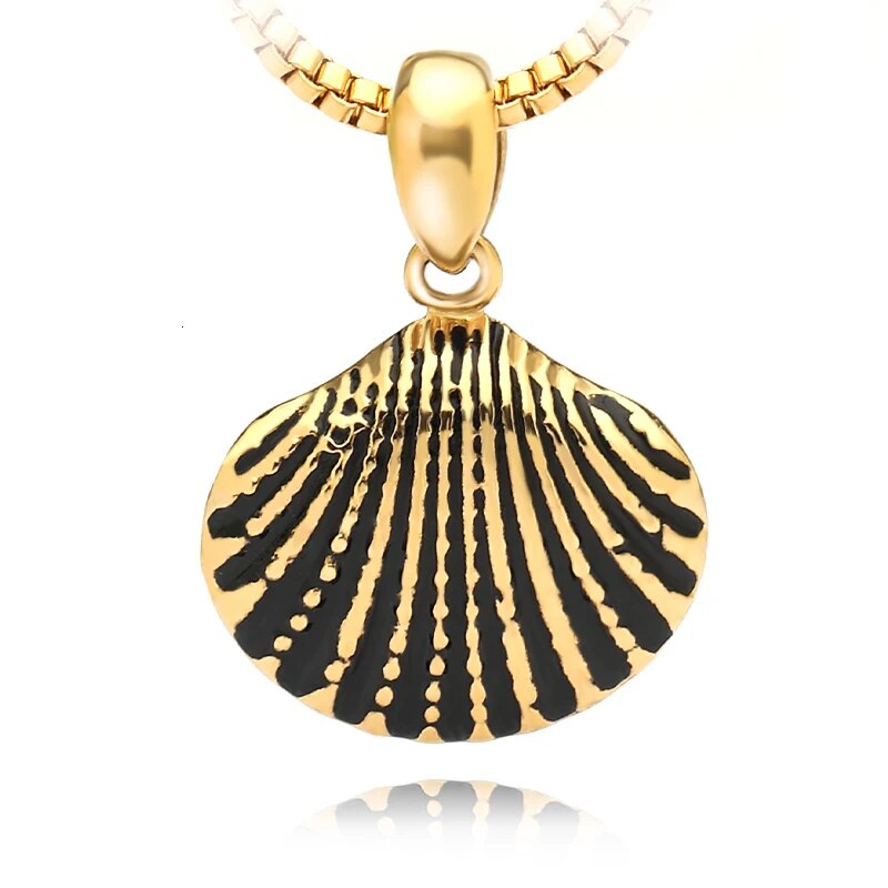 Fashion Shell Pendant Necklaces Stainless Steel Golden Box Chain Necklace For Women Fashion Jewelry The Best Christmas Gift