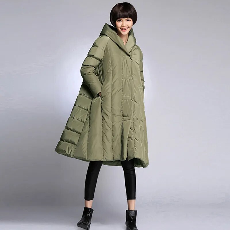 2020 womens winter thick down coats black navy blue army green red  8XL size  clothes female  long jackets for women winter - KAISERINC