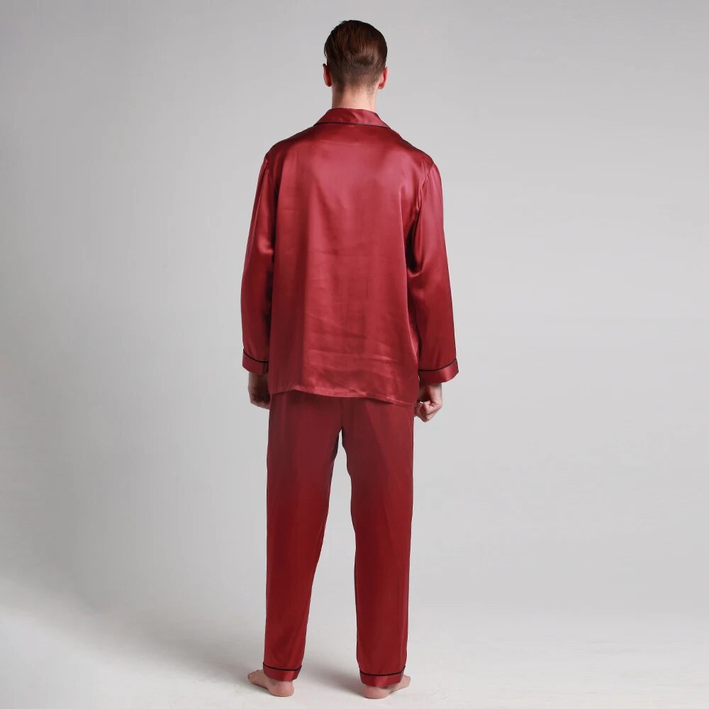 LILYSILK 100 Silk Pajamas Set For Men 22 momme Luxury Natural With Contrast Trim Men's Clothing Free Shipping