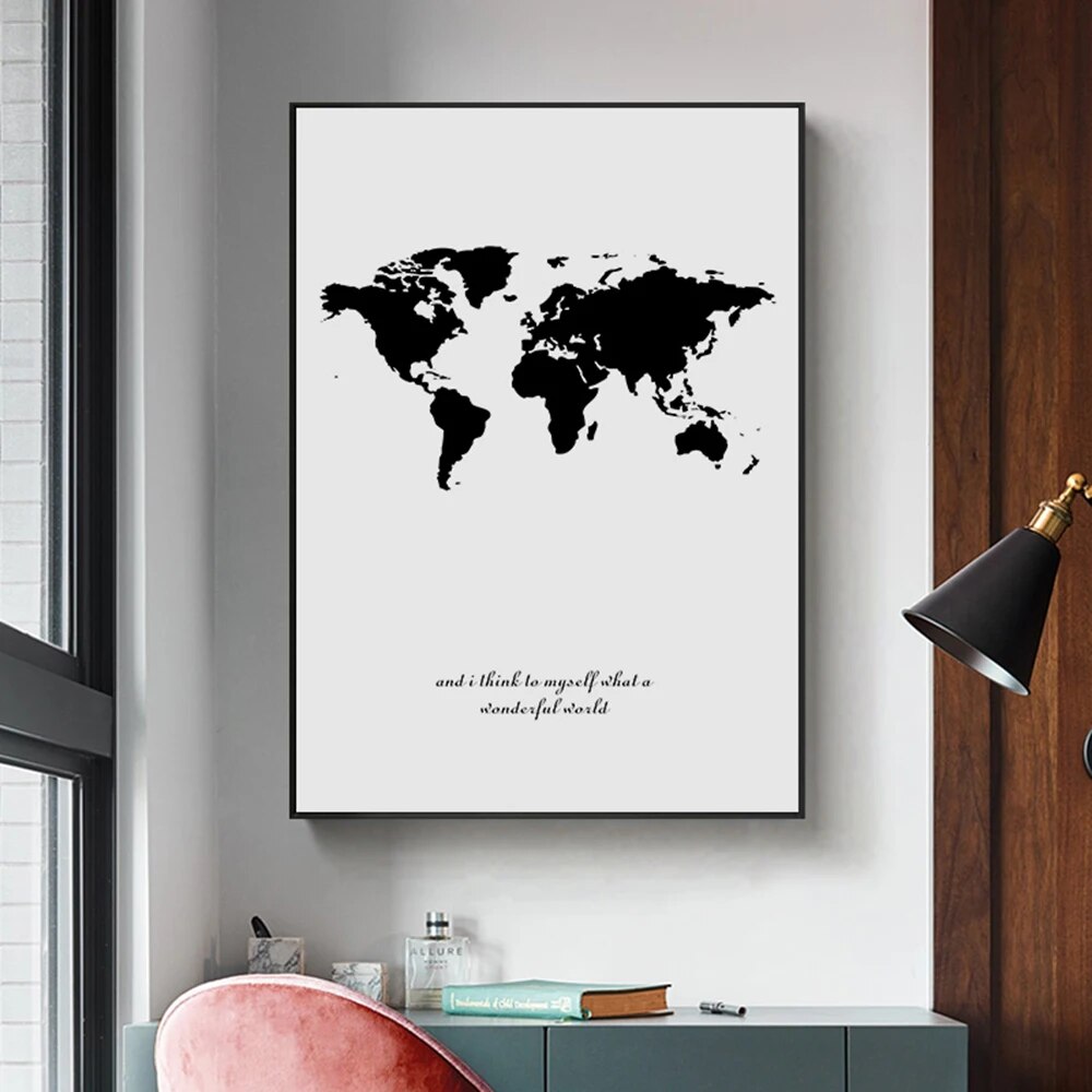 Nordic World Map Canvas Painting Wall Art Poster And Print Wall Pictures For Living Room Decorative Picture Plakat Home Decor