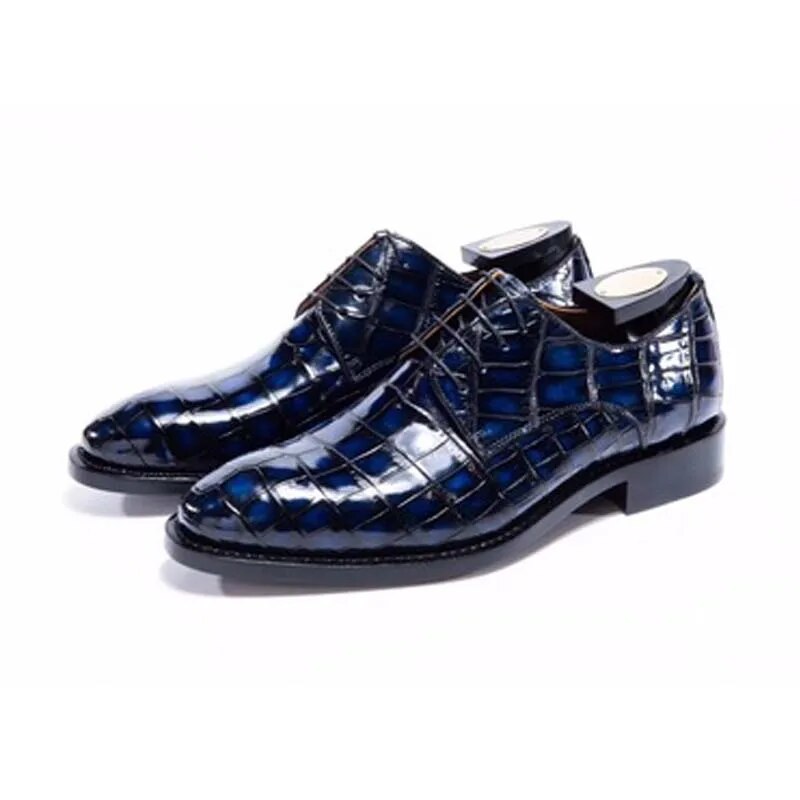 chue Autumn and winter new  Round head  crocodile  Men's shoes  Manual customization  Dress shoes form  shoes  marriage