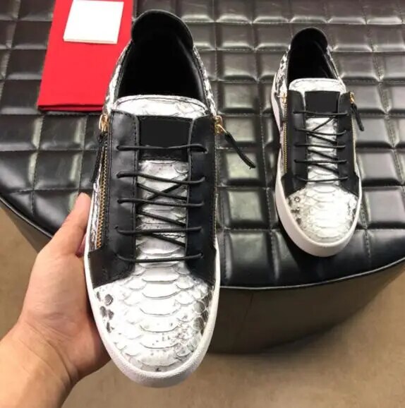 Brand Chentel Irregular Pattern Male shoes Leather Men Casual Shoes Party Shoes Men Flats Lace-Up Zip Sneakers Big Size