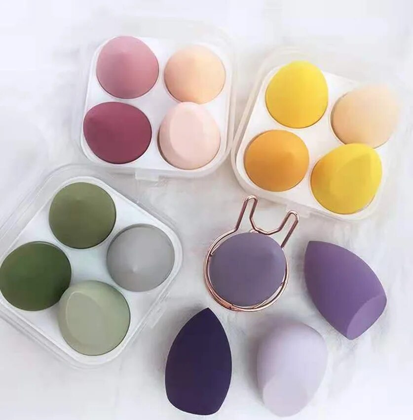 4 pcs Storage Box Beauty Make Up  Sponge Set Cosmetic Powder Puff Sponge For Face Makeup Foundation  Make-up Accessories&Tools