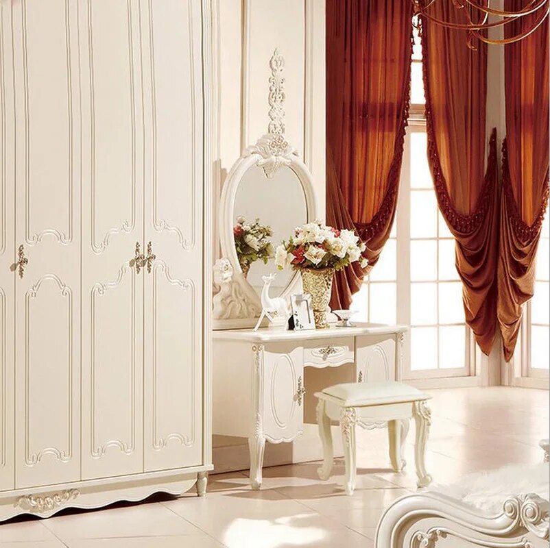 European mirror table modern bedroom dresser French furniture white french dressing table pfy10049