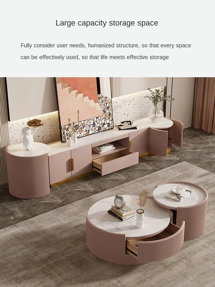 high-end living room coffee table TV cabinet 2021 new post-modern minimalist rock plate fashion complete sets of furniture