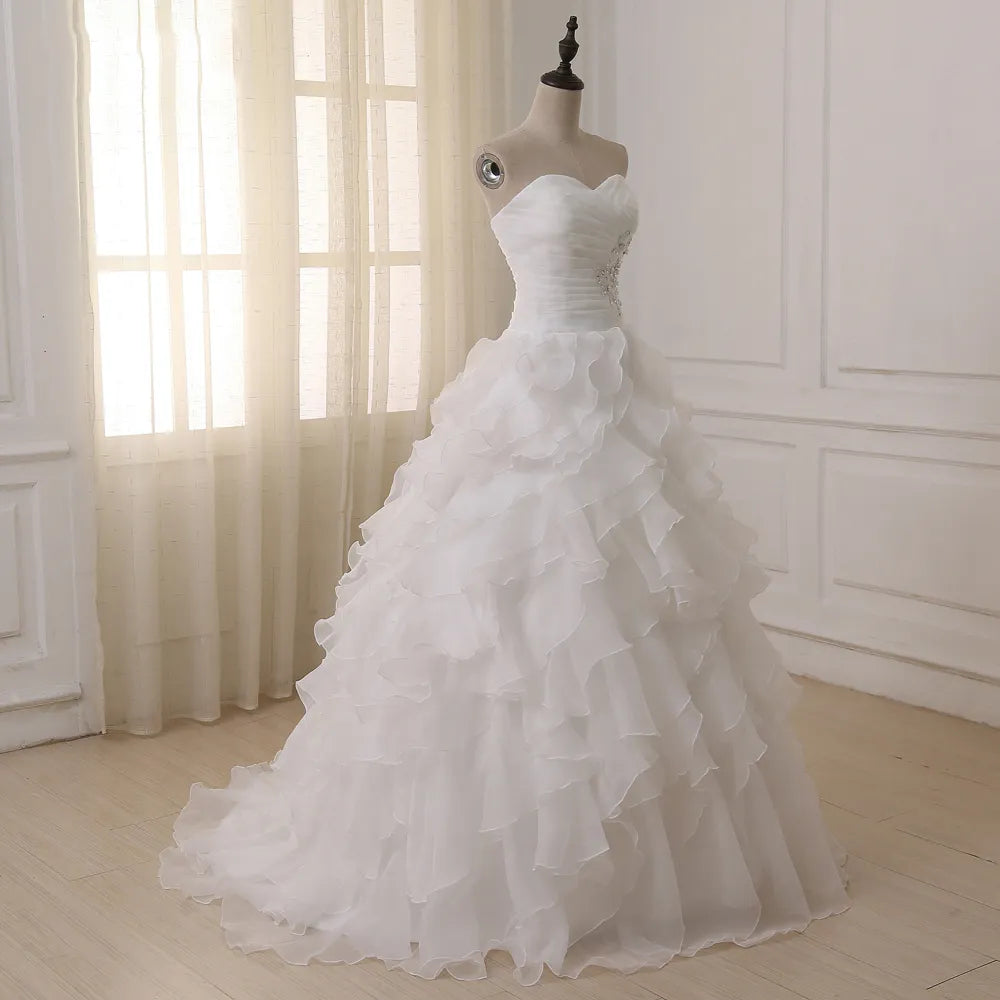 Jiayigong Real Wedding Dress Robe De Mariee White/ Ivory Sweetheaert Ruffles Corset Plus Size Wedding Dresses Vestido De Novia - KAISERINC
