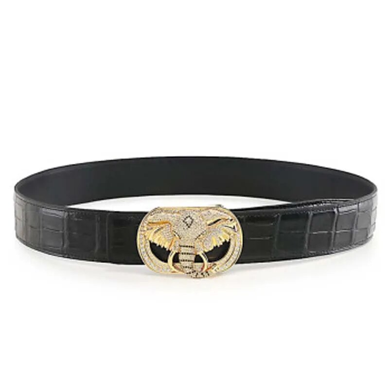 VVBrown new  business  male  Smooth buckle  men belt elephant  Stainless steel  Plate buckles  men belt  true  crocodile leather