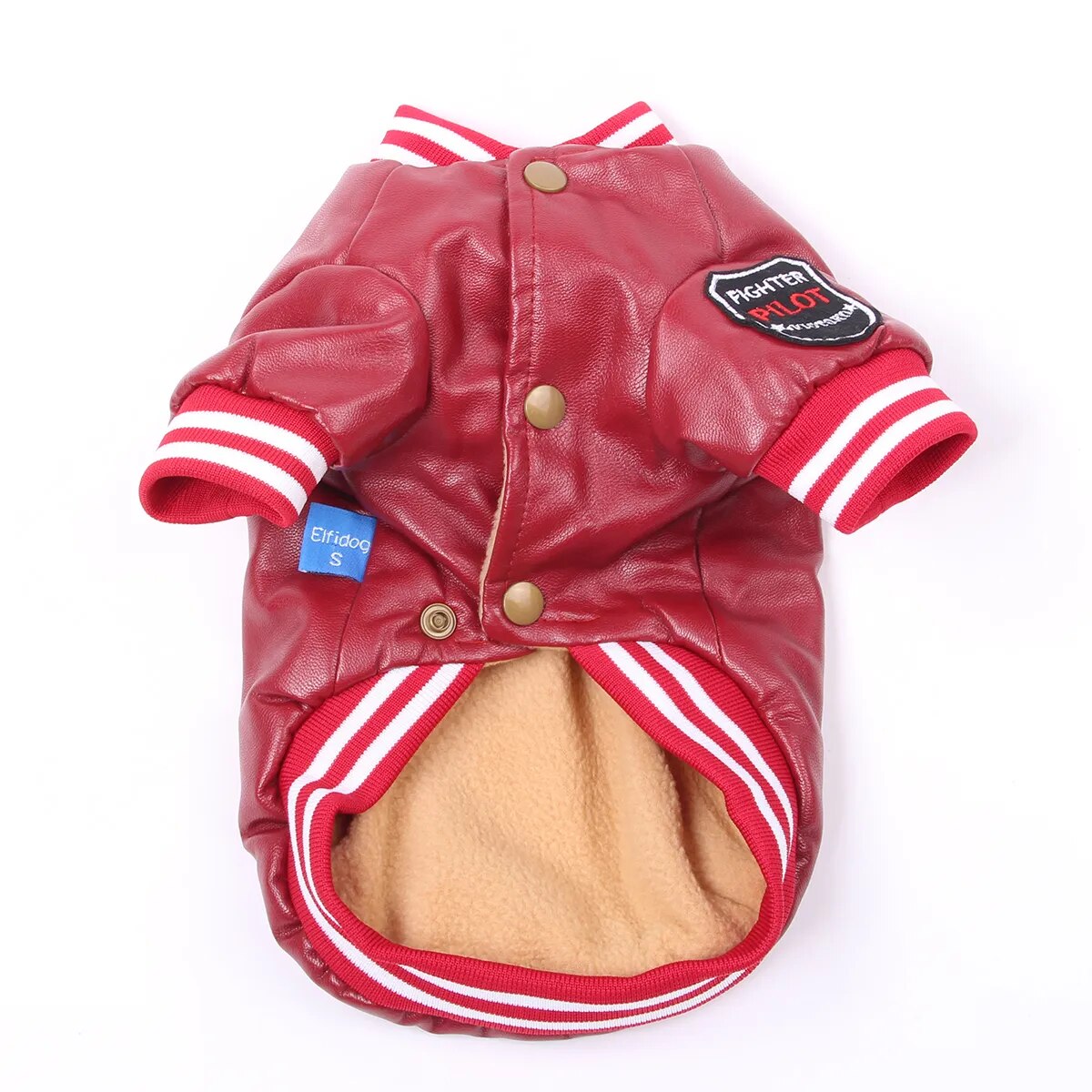 Winter Dog Coat Jacket Faux Leather Fleece Teddy Warm Pet Puppy Clothing Apparel - KAISERINC