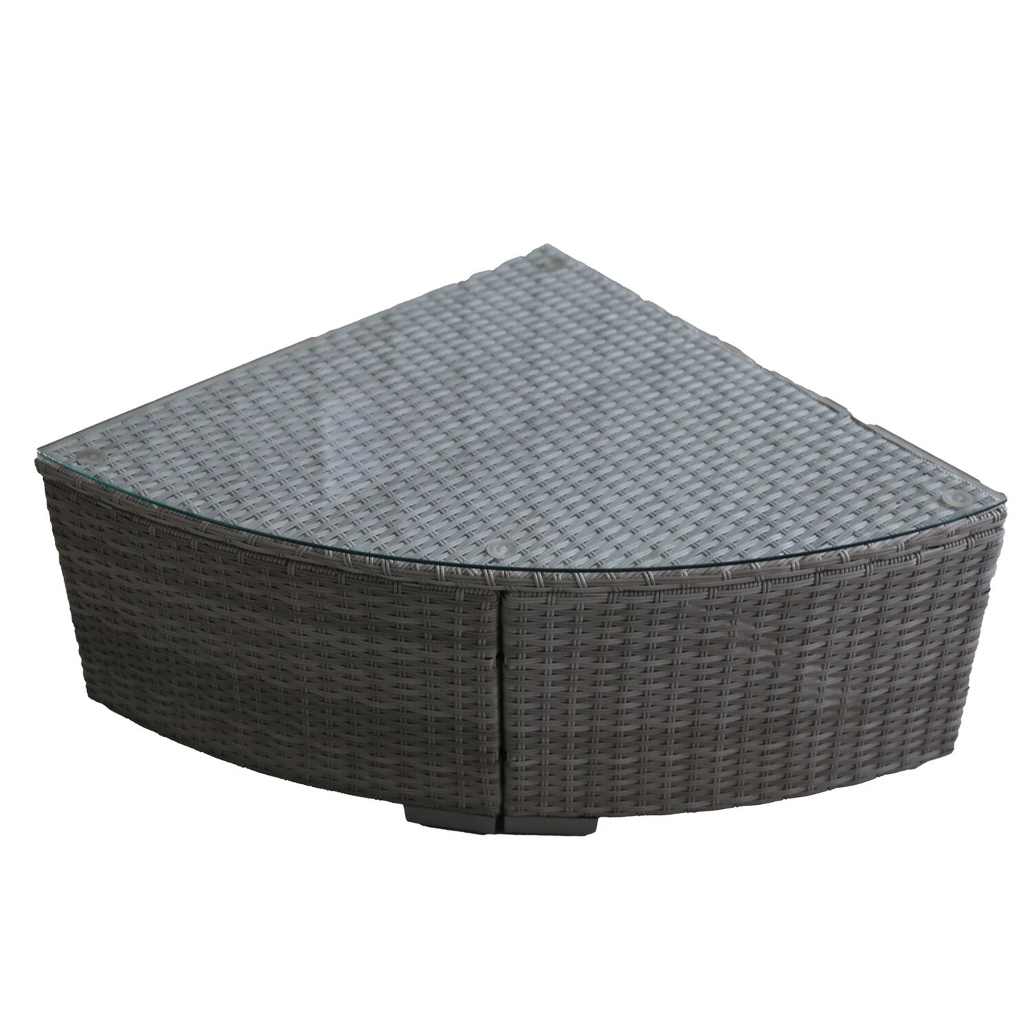 Oval Shape Outdoor Patio PE Rattan Wicker Furniture 6 Pcs Set Sectional 2 Middle+2 Armrest+1 Corner Sofa+1 Tea Table[US-W]