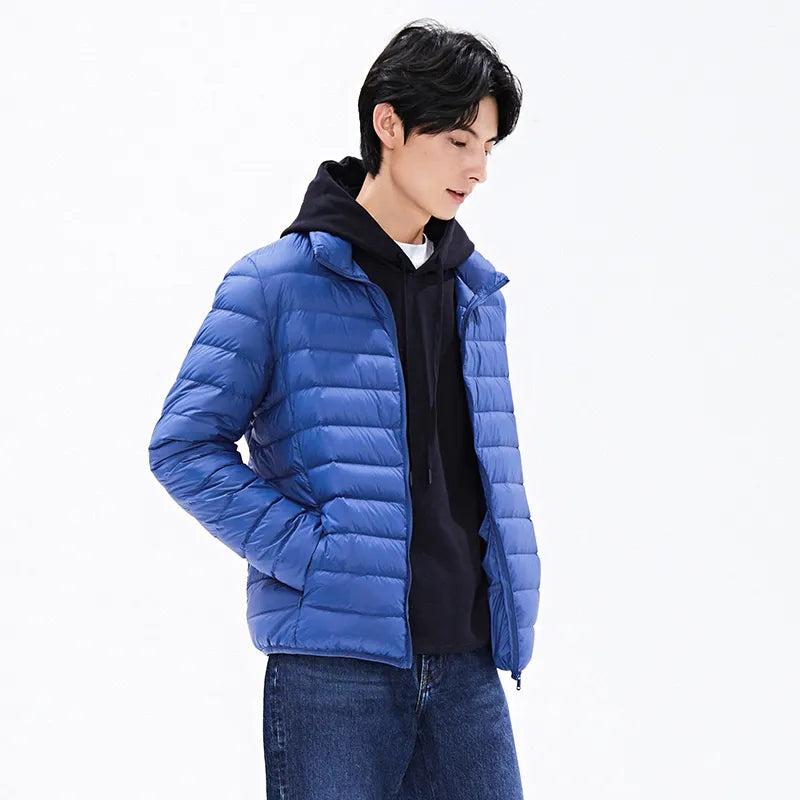 New Autumn Winter Man 90% Duck Down Jacket Ultra Light Thin S-3XL Spring Jackets Men Stand Collar Outerwear Coat - KAISERINC