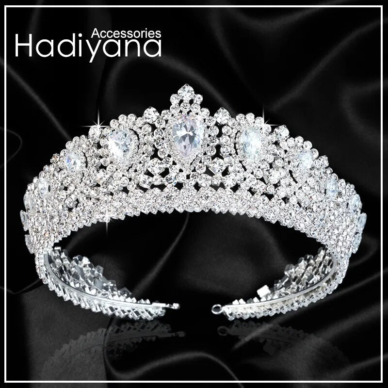 Hadiyana New Bling Wedding Crown Diadem Tiara With Zirconia Crystal Elegant Woman Tiaras and Crowns For Pageant Party BC3232