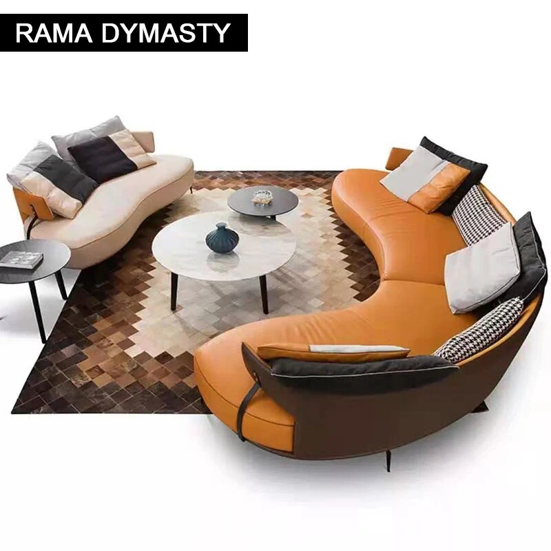Customized high quality living room furniture  sofa set real leather sofa Curved sofa Creative sofa