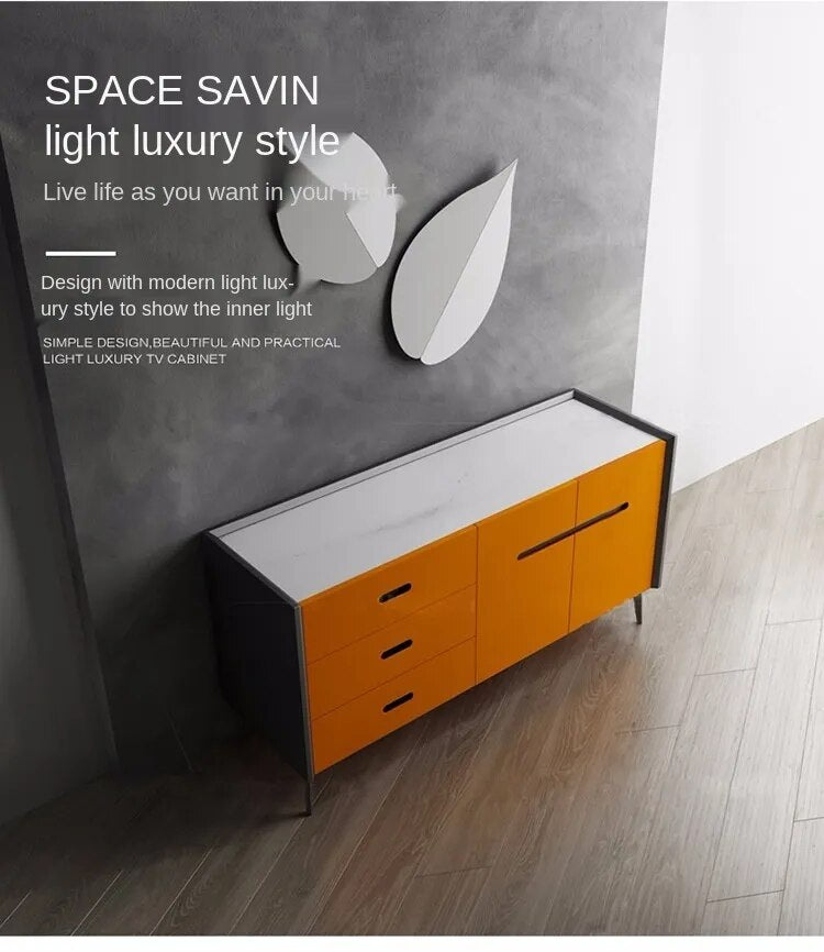 Modern Simple Household Lockers Light Luxury Furniture Italian Rock Plate Sideboards Cabinet Marble Top