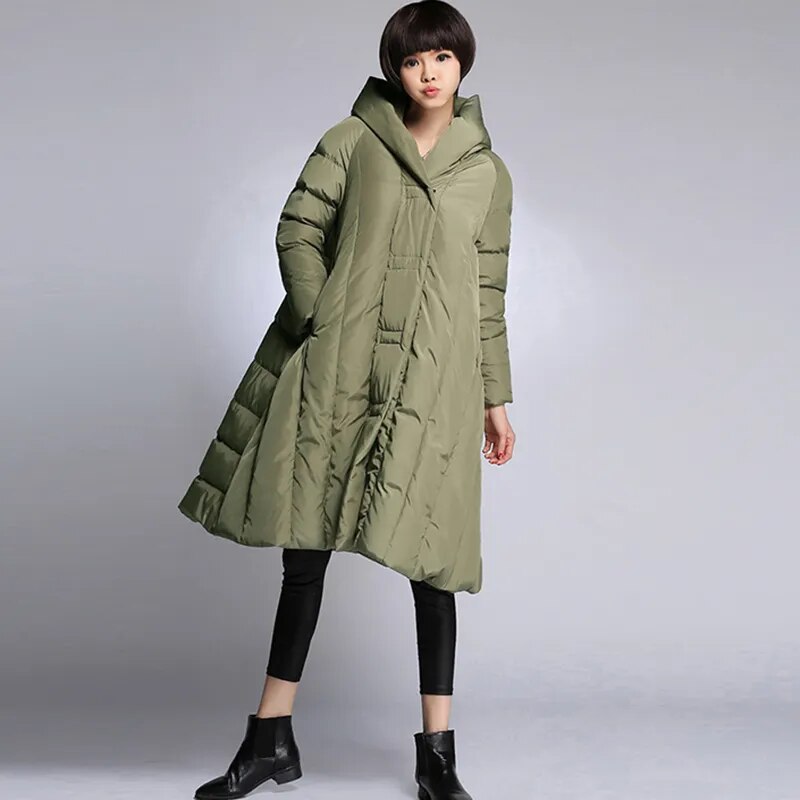 2020 womens winter thick down coats black navy blue army green red  8XL size  clothes female  long jackets for women winter - KAISERINC
