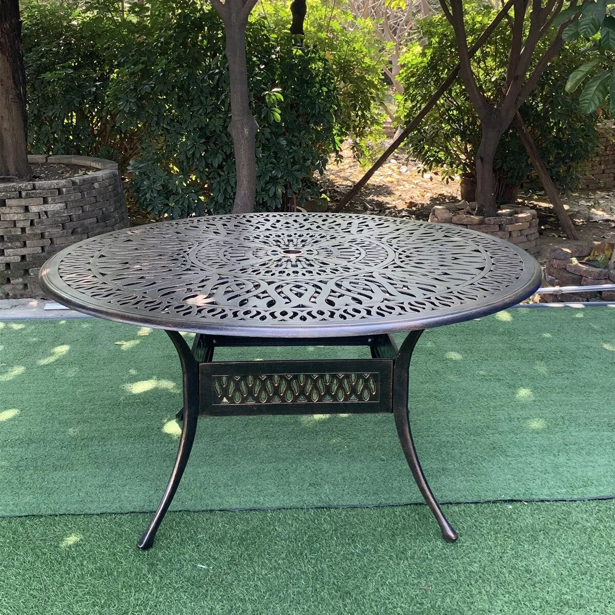 Set of 9-piece garden dinining set cast aluminum patio Outdoor furniture chair and table in dia150cm all-weather for patio,lawn