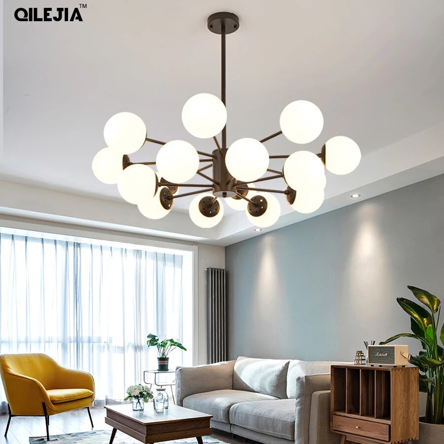 Chandelier Nordic Creative Art Lighting Post-modern Simple Atmosphere Bedroom Dining Room Lamp Iron Magic Bean Living Room Lamp