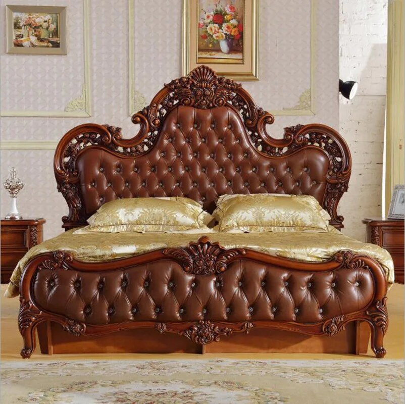 modern American solid wood country style Fashion bed 2 people bedroom set furniture d1408