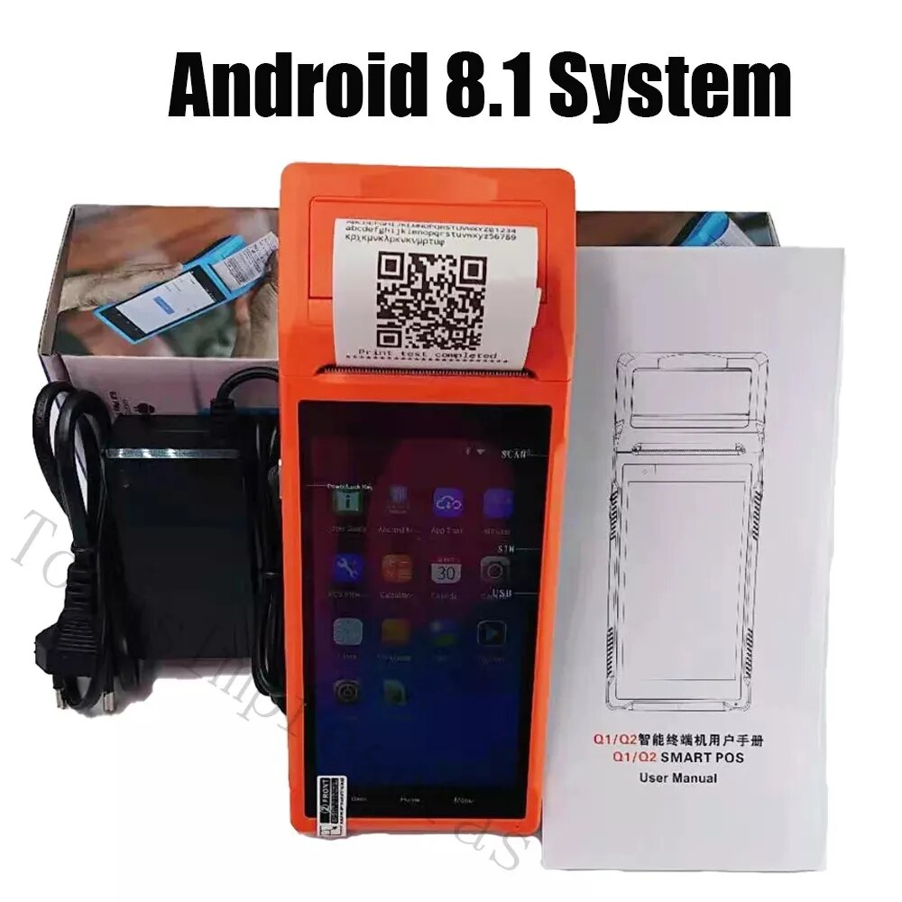 Portable Handheld POS PDA Terminal Thernal Printer 3G Internet with GPS 58mm wifi Android 8.1 Rugged Industrial Barcode Printers
