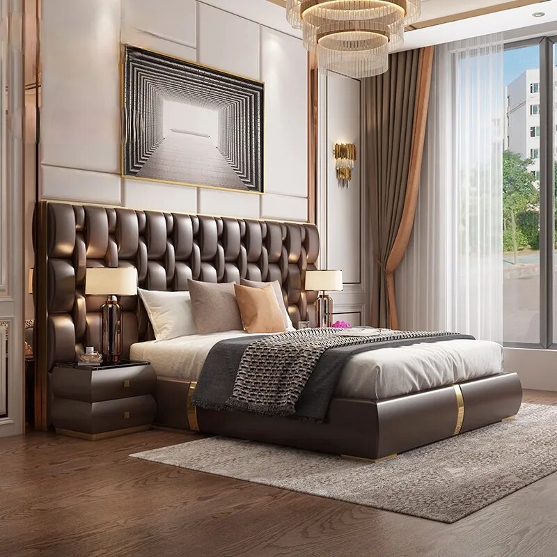big bed modern minimalist fabric bed Hong Kong style villa master bedroom creative design custom furniture