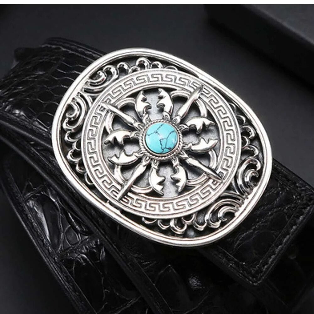 linshe  male belt  925 silver  Jade buckle  business  leisure  male crocodile  belt  men crocodile leather