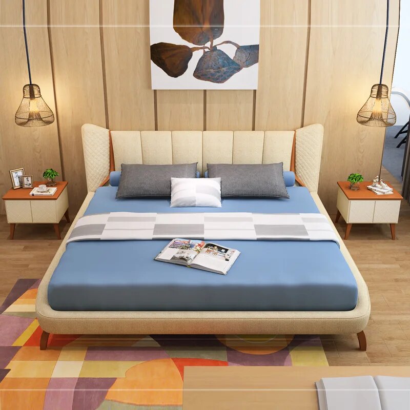1.5 or 1.8 m new arrivel  solid wood frame fabric soft bedroom furniture  #CE-100