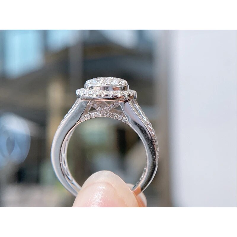 Aazuo 18K Solid White Gold Real Natural Diamonds 2.0ct Full Diamonds Engagement Ring Gift For Woman High Class Banquet Party