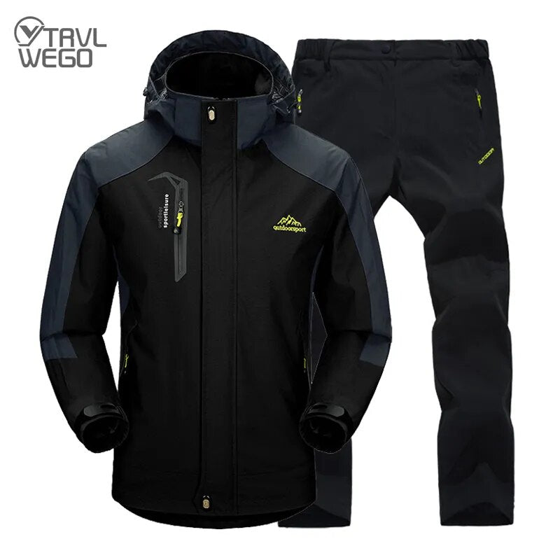 TRVLWEGO Jacket Pants Hiking Camping Spring&Autumn Outdoor Single Waterproof 20000MM Men's Windbreak Trekking Coat Trousers - KAISERINC