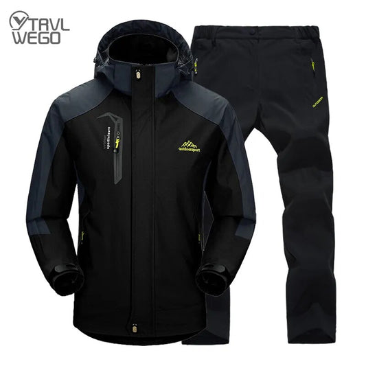 TRVLWEGO Jacket Pants Hiking Camping Spring&Autumn Outdoor Single Waterproof 20000MM Men's Windbreak Trekking Coat Trousers - KAISERINC
