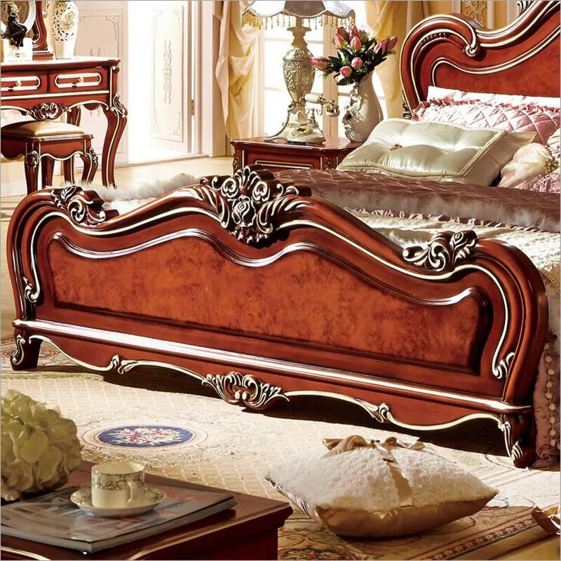 American wood  bed 2 people European classical American country style furniture double bed 1.8 m p10299