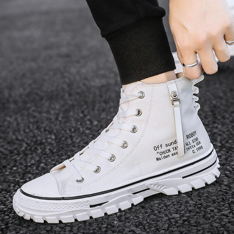 CcharmiX Men Canvas Boots Army Combat Style Fashion High-top Military Ankle Boots Men's Shoes Comfortable Camo Sneakers Big Size