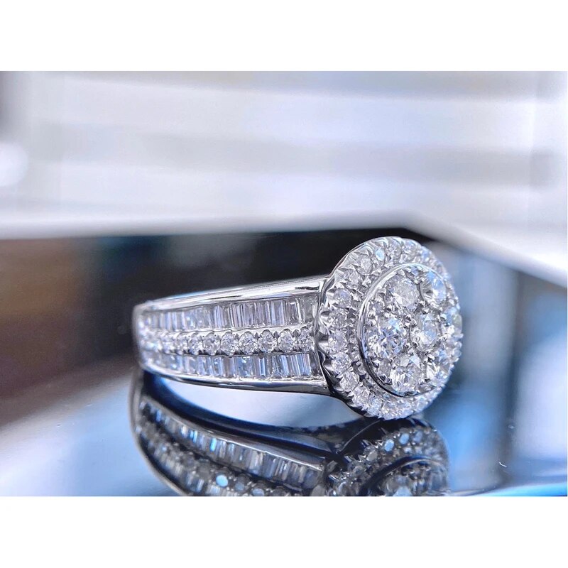 Aazuo 18K Solid White Gold Real Natural Diamonds 2.0ct Full Diamonds Engagement Ring Gift For Woman High Class Banquet Party