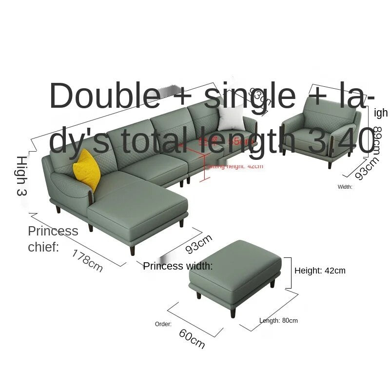 Imported Napa Full-Grain Leather  Leather Sofa Lounge Furniture Modern Simple Outfit Small-Sized Sofa