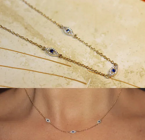 2018 Fine silver jewelry minimal delicate cz Turkish evil eye charm dainty choker collarbone adorable women girl chain necklace