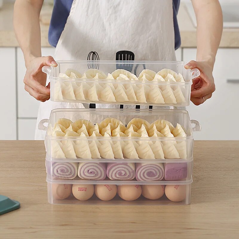 Kitchen Accessories Refrigerator Fresh-keeping Box Dumpling Storage Box Eggs Fruits and Vegetables Organizer Can Be Superimposed